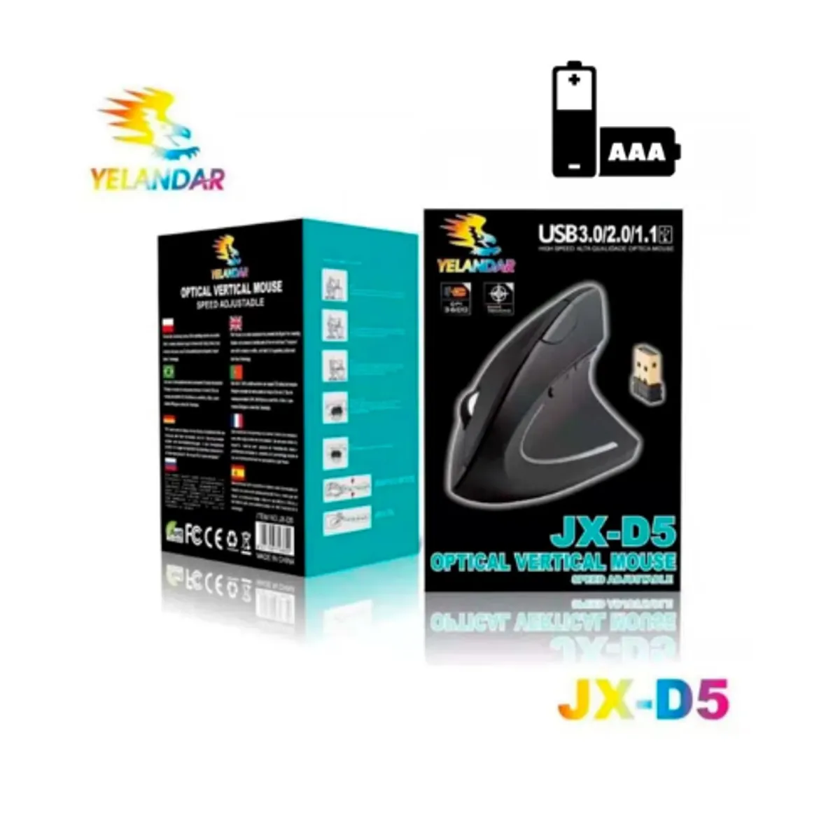 GENERICO - Mouse inalámbrico Ergonómico Vertical 2,4 G - NEGRO