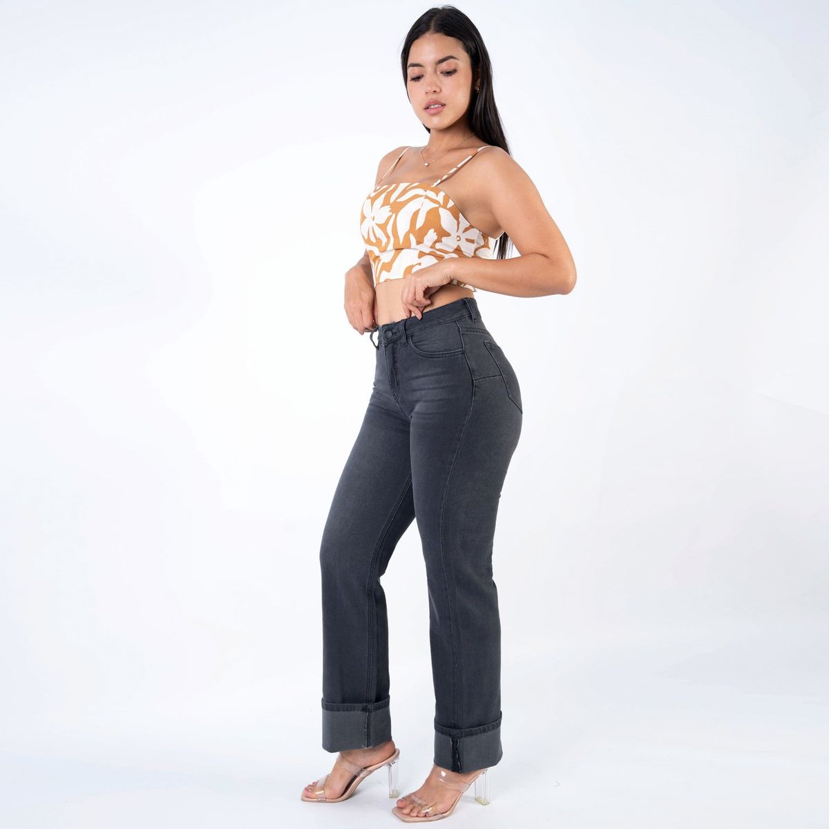 JAROLA - Pantalón Roll Up Jarola Valeria Gris