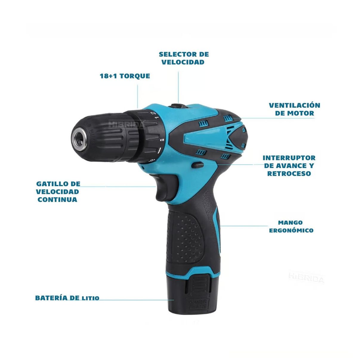 GENERICO - TALADRO ATORNILLADOR INALAMBRICO 12V BATERIA X 2