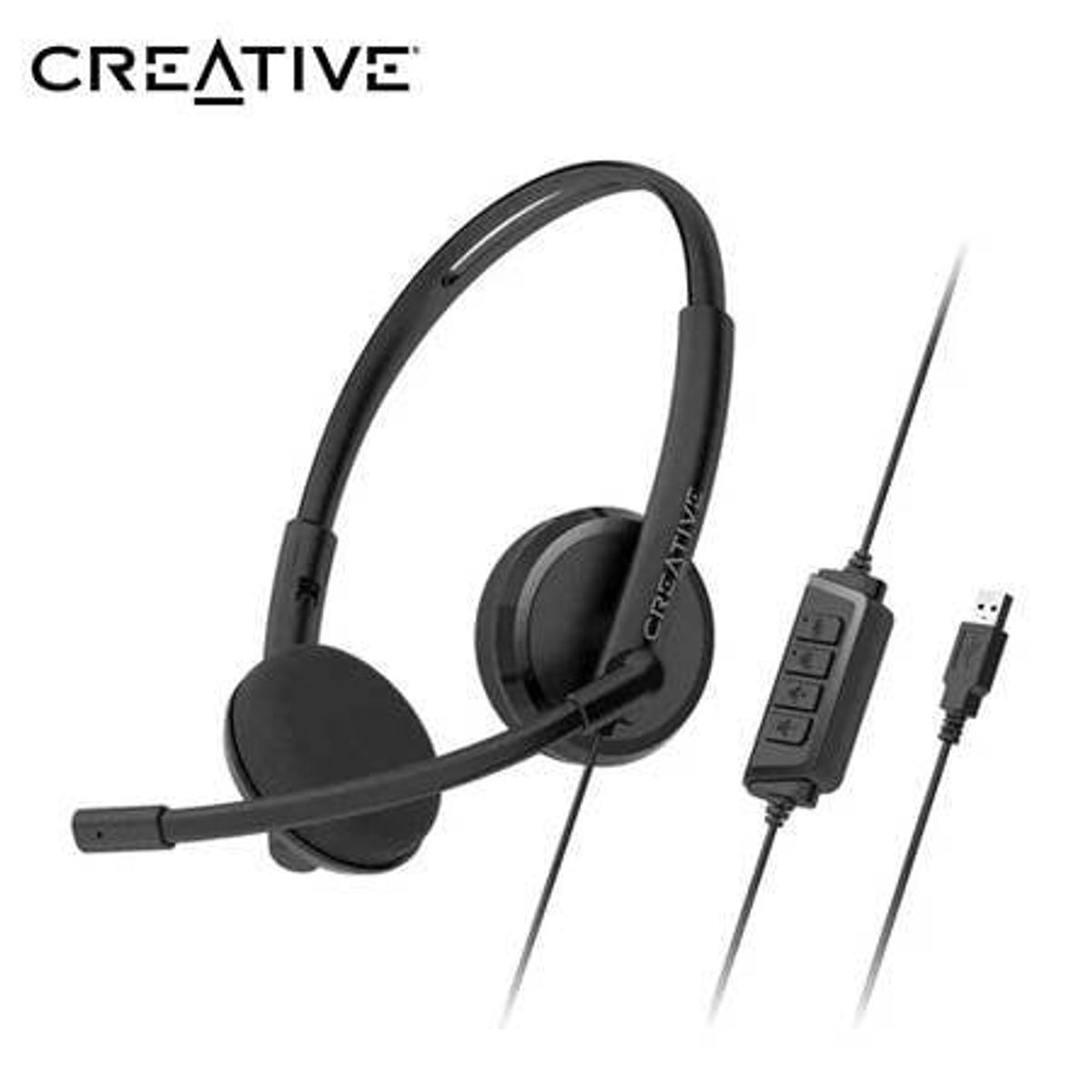 CREATIVE - AURICULARES CREATIVE HS-220 USB-A 30MM NOISE-CANCELLING MUTE LIGERO 108G BLACK