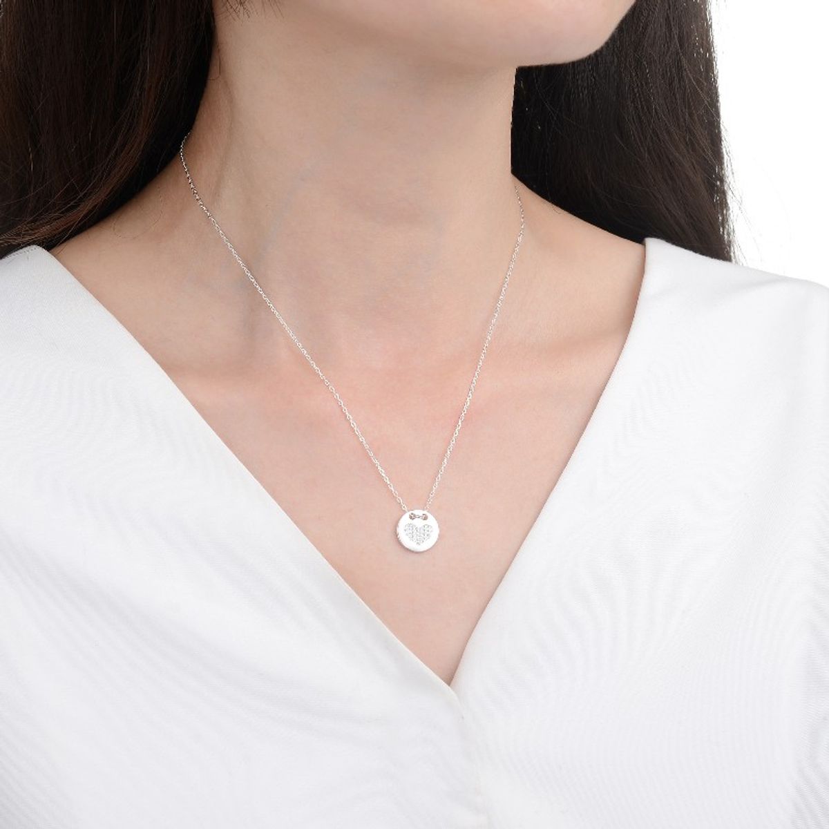 SANTORAL - Collar Corazón Brillos - Plata