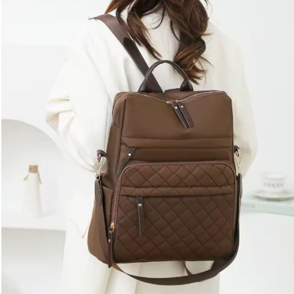 GENERICO - Mochila de Gran Capacidad multiuso cuero PU mas Nylon