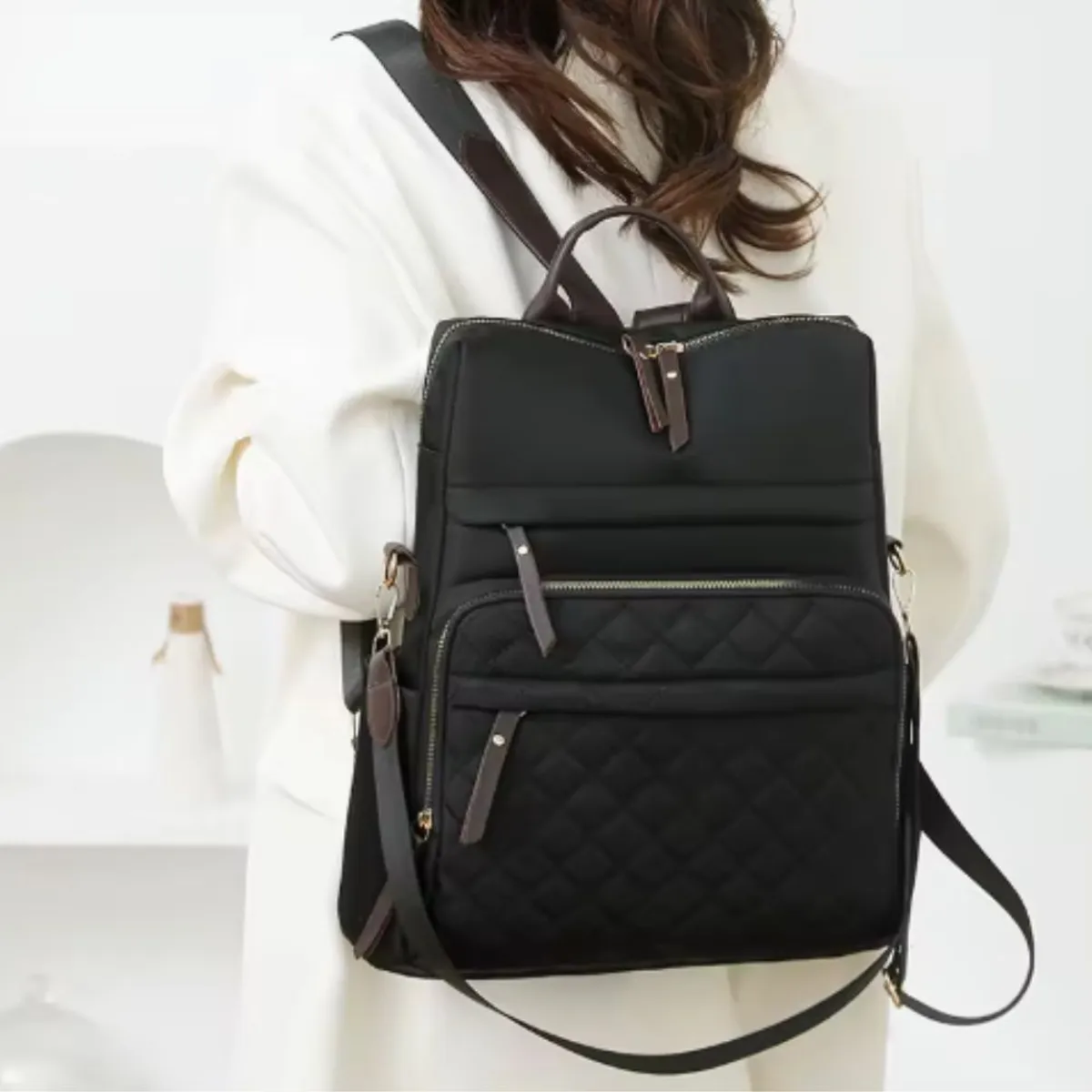 GENERICO - Mochila de Gran Capacidad multiuso cuero PU mas Nylon