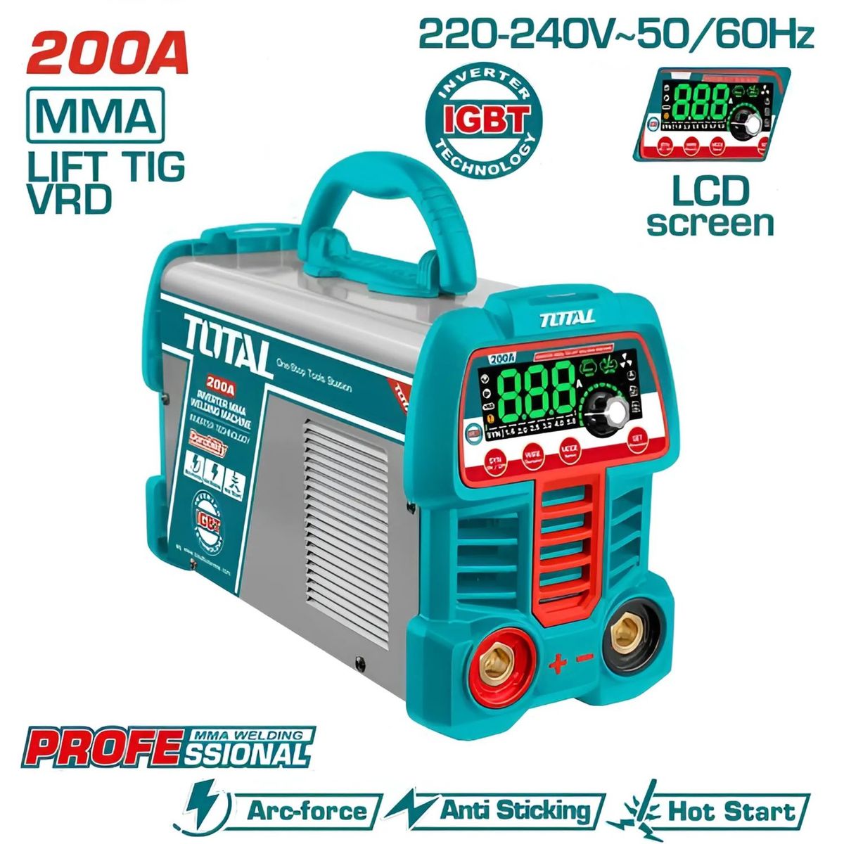 TOTAL TOOLS - Máquina De Soldar Inverter Mma-Tig Vrd 15-200a Led Display Pro - TW2200691
