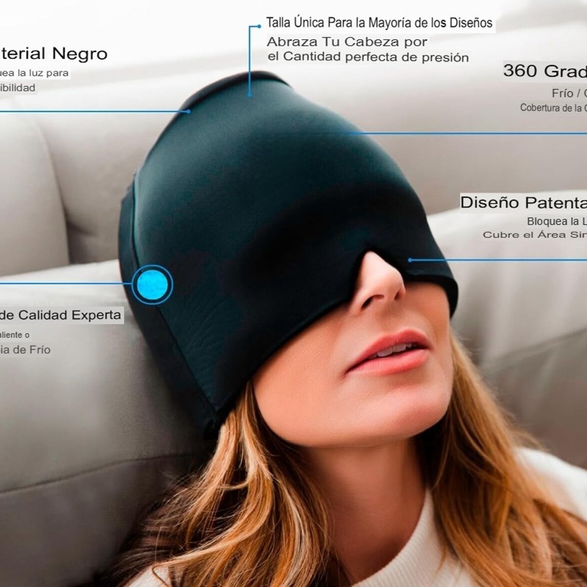 GENERICO - GORRO TERAPÉUTICO ALIVIA ESTRÉS MIGRAÑA REUTIZABLE COLOR NEGRO