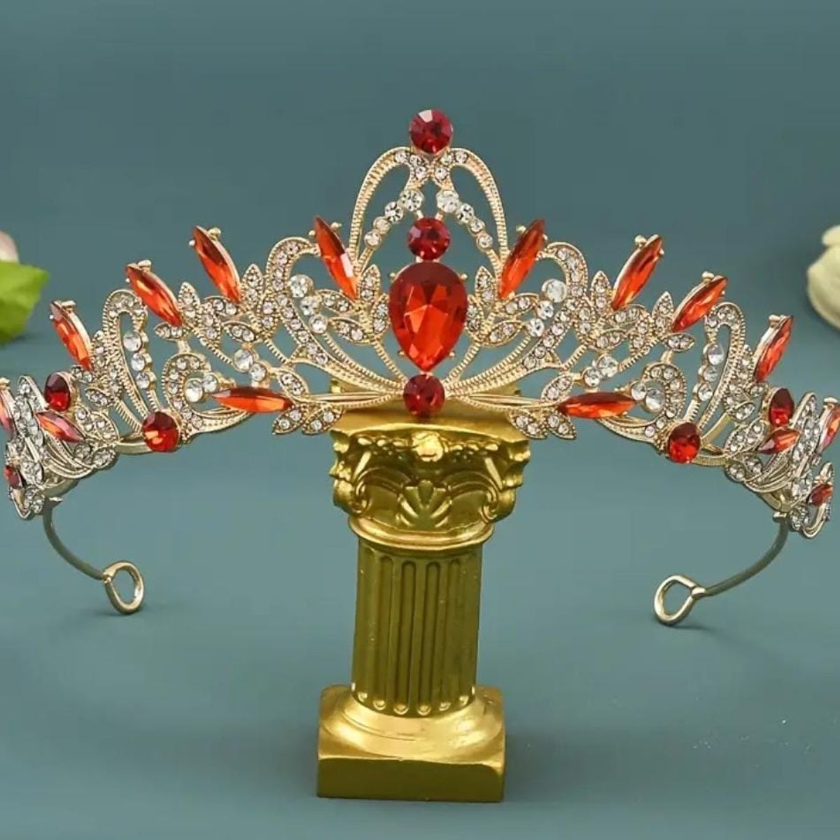 GENERICO - Tiara Corona de Cumpleaños Rojo y Dorado