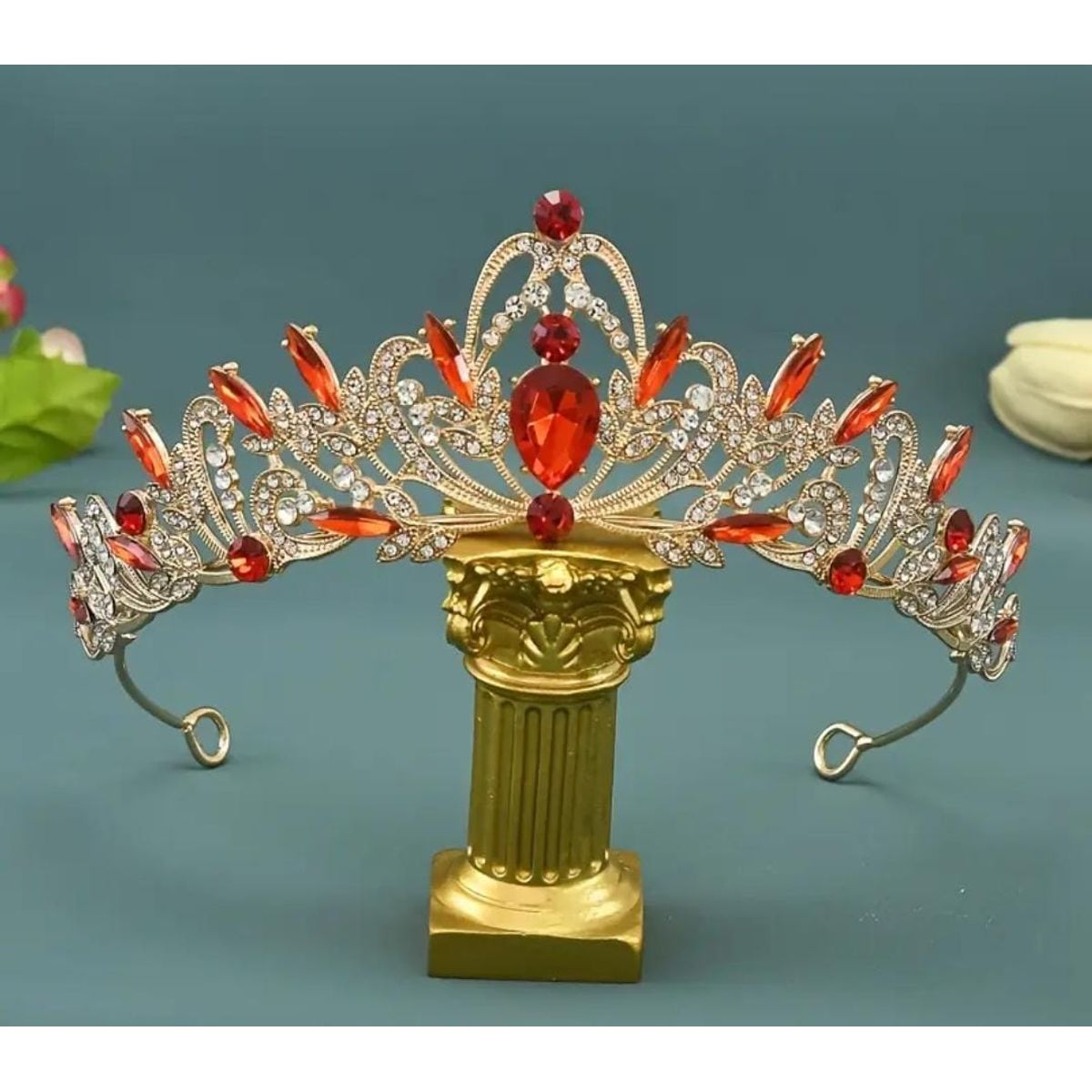 GENERICO - Tiara Corona de Cumpleaños Rojo y Dorado