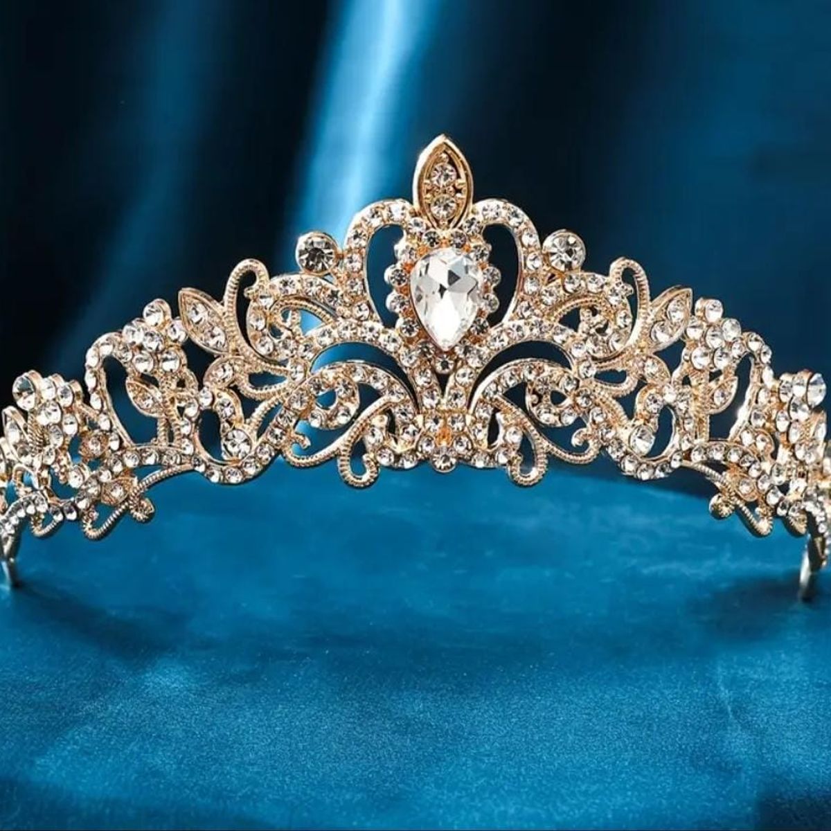 GENERICO - Tiara Corona Clásica para Cumpleaños Graduaciones Dorado