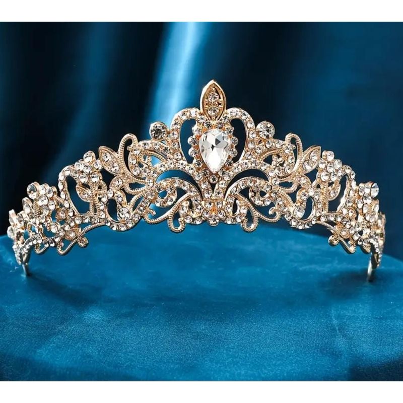 GENERICO - Tiara Corona Clásica para Cumpleaños Graduaciones Dorado