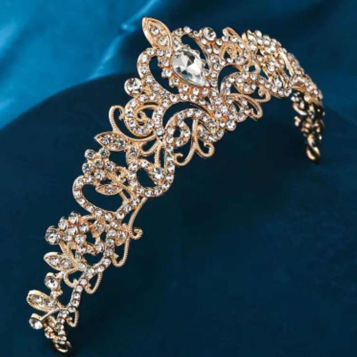 GENERICO - Tiara Corona Clásica para Cumpleaños Graduaciones Dorado