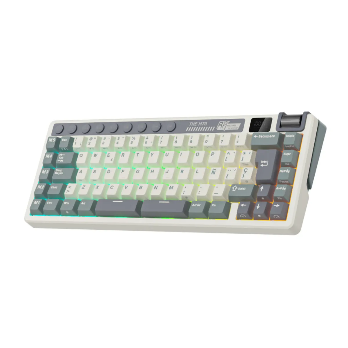 ROYAL KLUDGE - Teclado Mecánico Inalámbrico Español Royal Kludge M70 Púrpura Cian