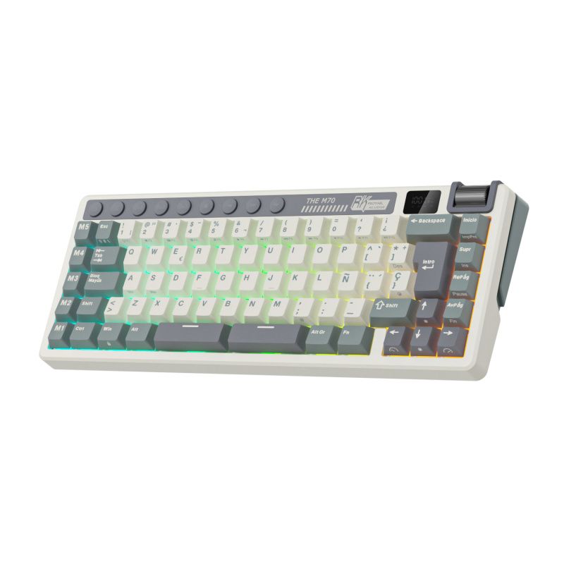 ROYAL KLUDGE - Teclado Mecánico Inalámbrico Español Royal Kludge M70 Púrpura Cian