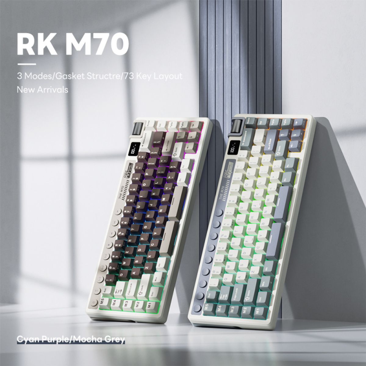 ROYAL KLUDGE - Teclado Mecánico Inalámbrico Español Royal Kludge M70 Púrpura Cian