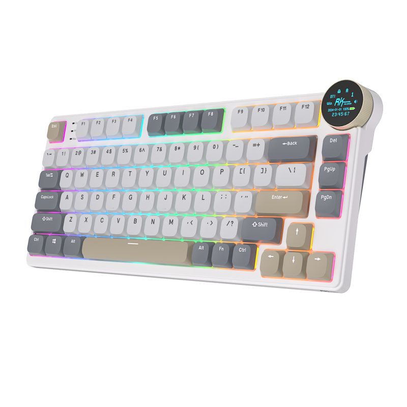 ROYAL KLUDGE - Teclado Mecánico Inalámbrico Español Royal Kludge N80 Amanecer perlado