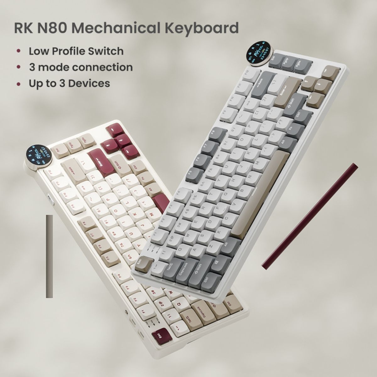 ROYAL KLUDGE - Teclado Mecánico Inalámbrico Español Royal Kludge N80 Amanecer perlado