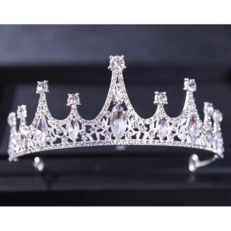 GENERICO - Tiara Corona Clásica para Cumpleaños Graduaciones Plateado