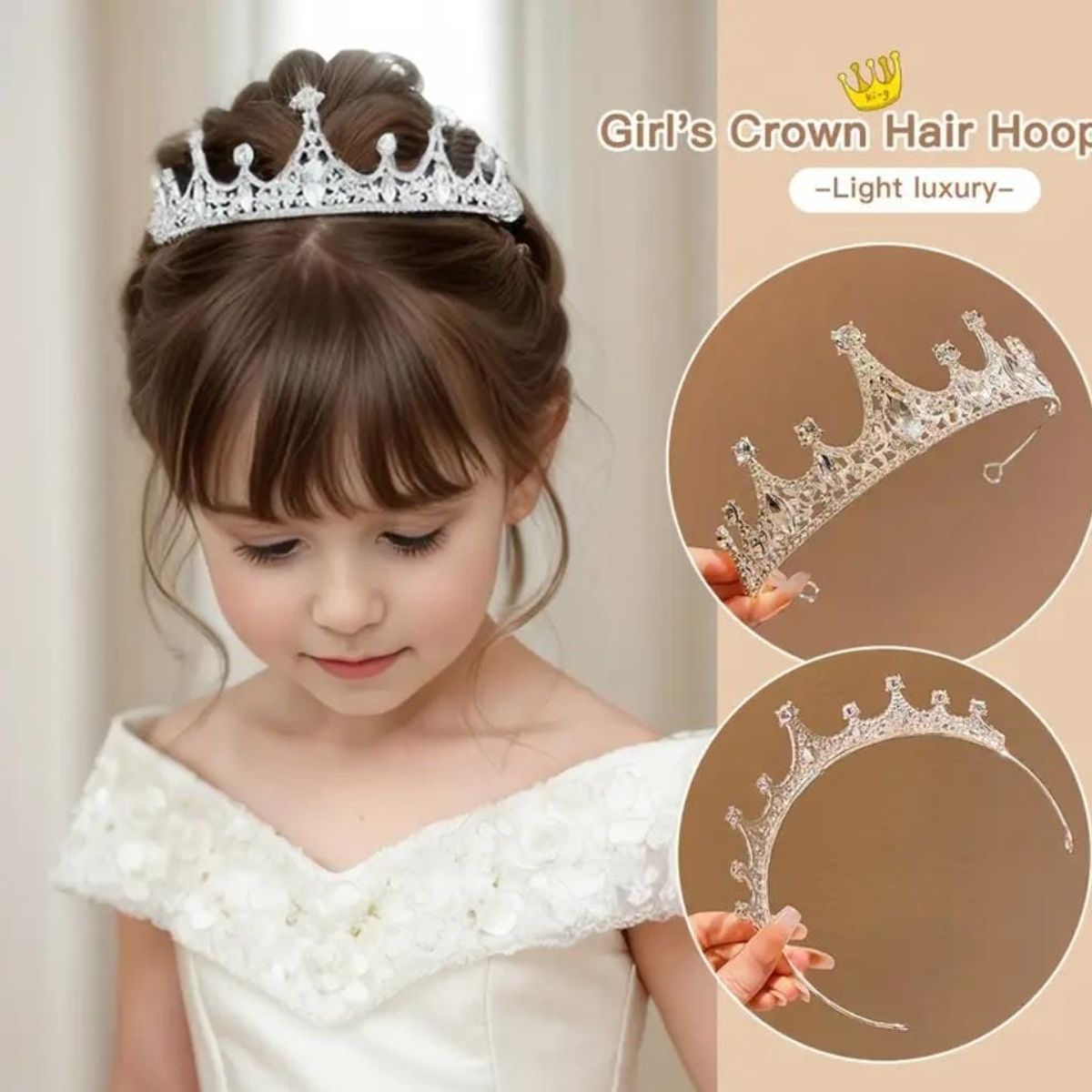 GENERICO - Tiara Corona Clásica para Cumpleaños Graduaciones Plateado