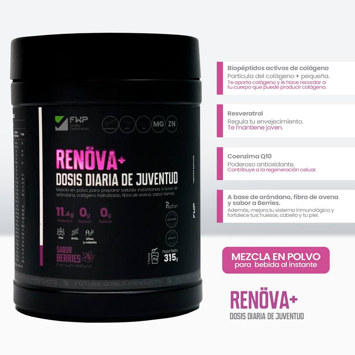 GENERICO - COLAGENO RENOVA ORIGINAL +  CON BIOP&Eacute;PTIDOS ACTIVOS 315gr