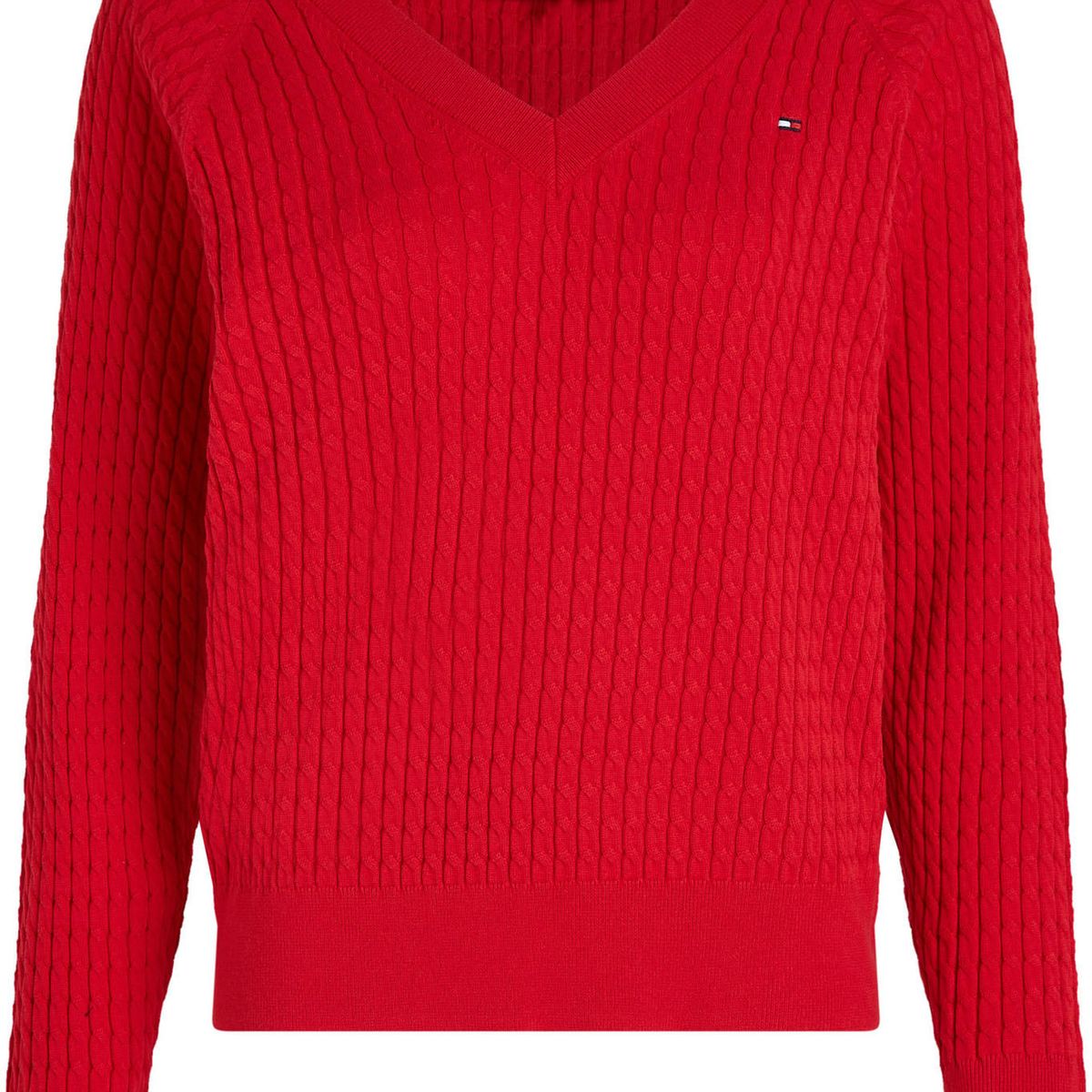 TOMMY HILFIGER - SWEATER CO CABLE V-NK SWEATER