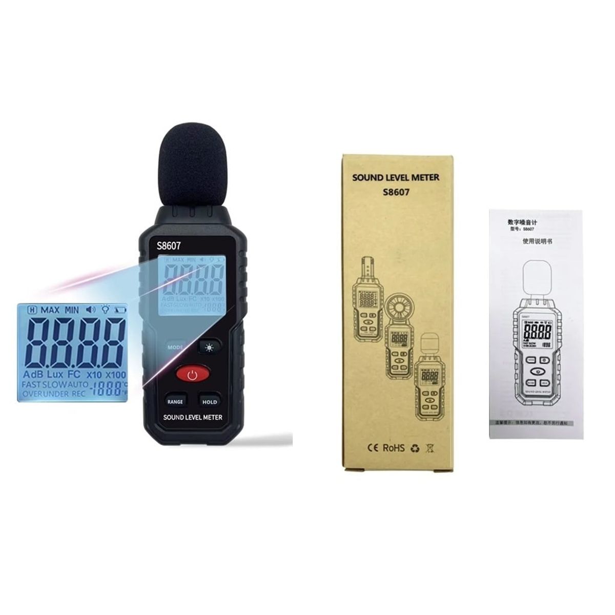 GENERICO - Medidor de Sonido Digital Sonómetro Prueba de Ruido Decibelímetro