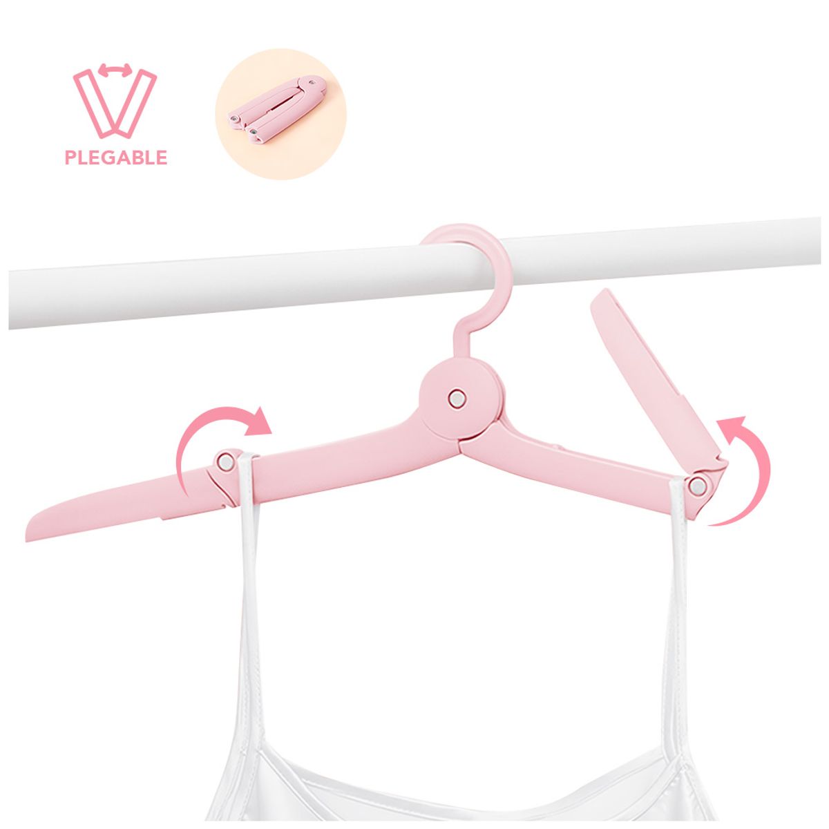 KELLER - Gancho Colgador de Ropa Plegable Rosado AJ9