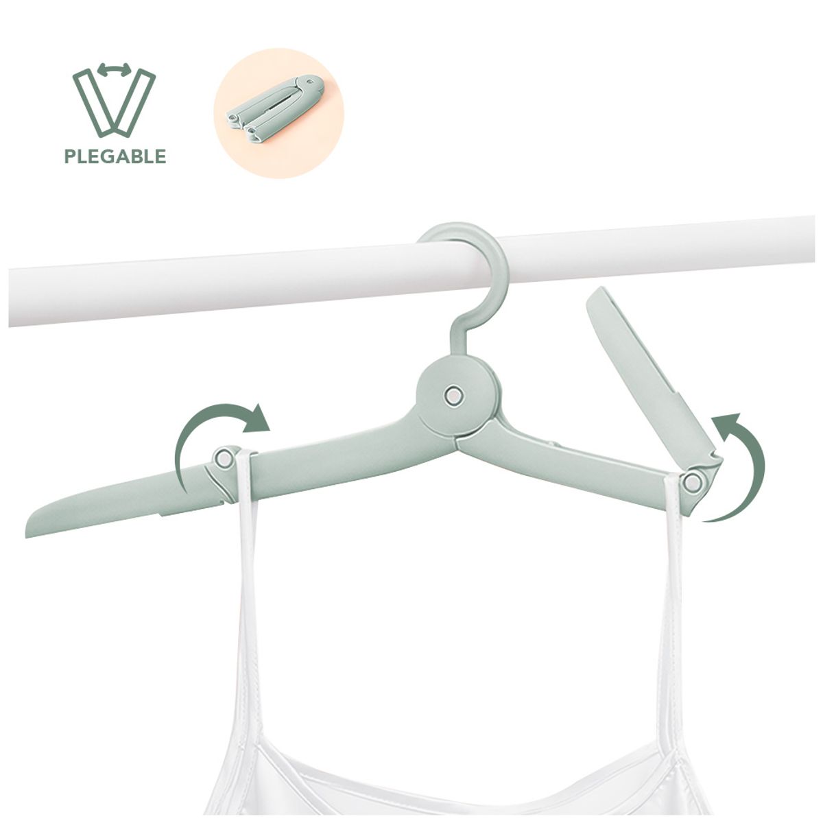 KELLER - Gancho Colgador de Ropa Plegable Verde AJ9