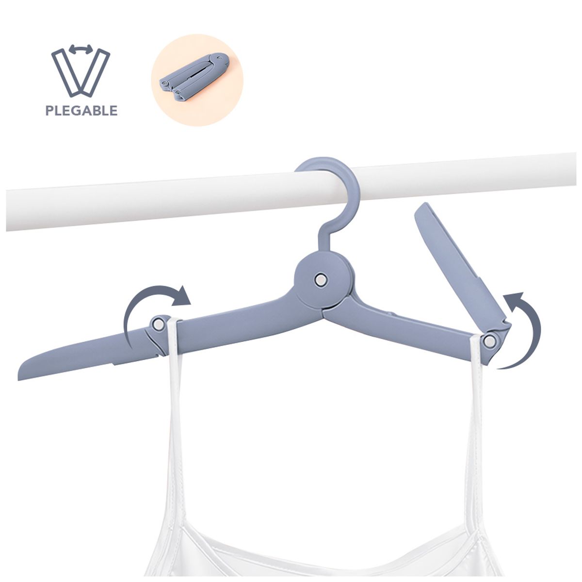 KELLER - Gancho Colgador de Ropa Plegable Plomo AJ9