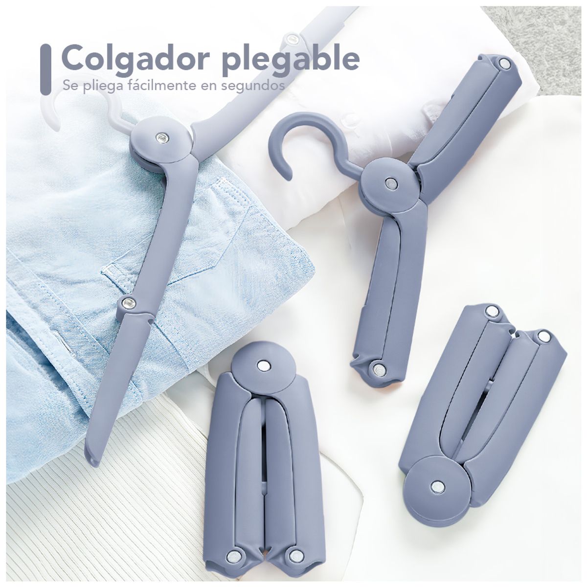 KELLER - Gancho Colgador de Ropa Plegable Plomo AJ9
