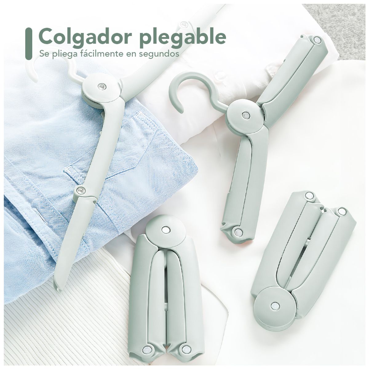 KELLER - Pack x2 Gancho Colgador de Ropa Plegable Verde AJ9