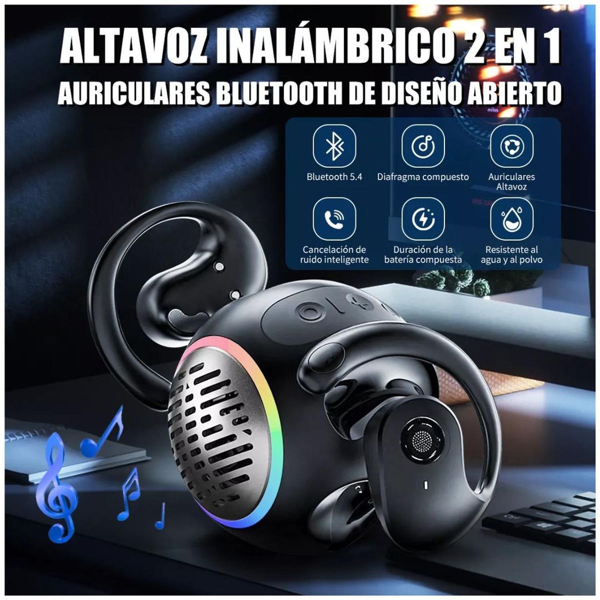 GENERICO - Audífonos y Altavoz JM13pro Bluetooth OWS 54 2 en 1 Sonido 360 Purpura