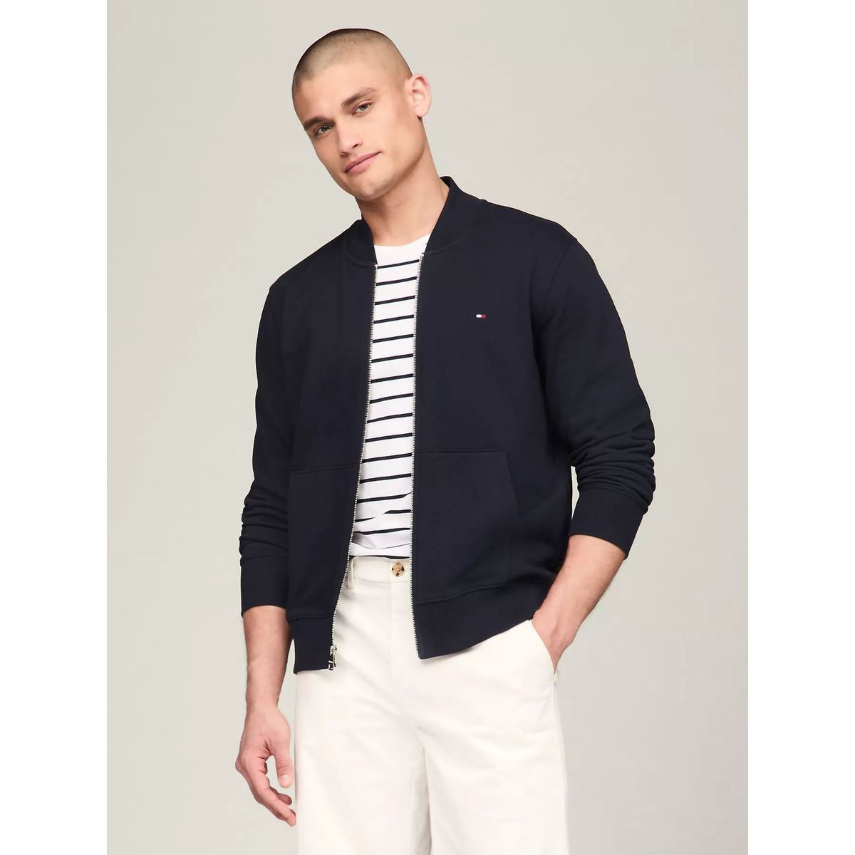 TOMMY HILFIGER - SWEATSHIRT M 1985 BASEBALL COLLAR ZIP THR