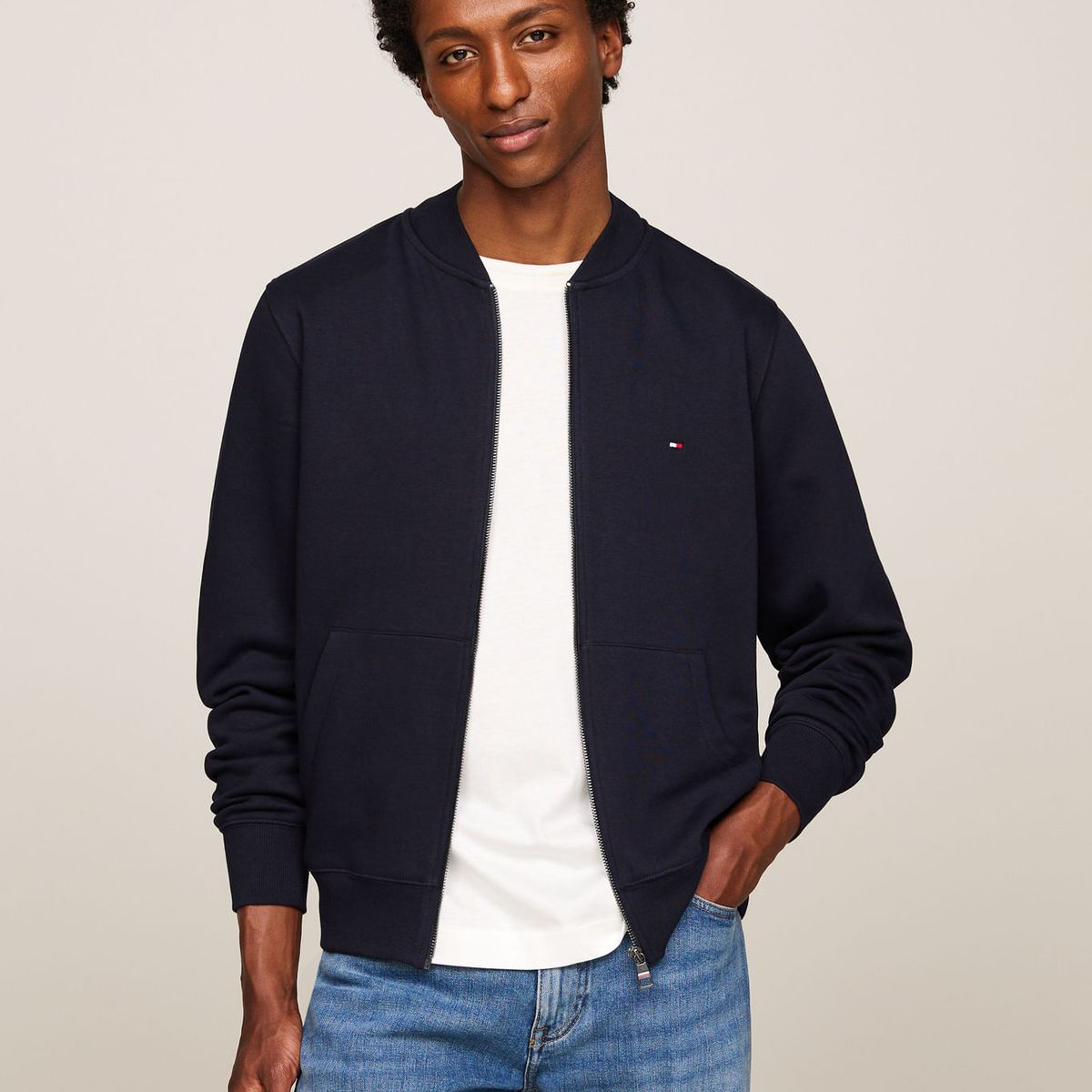 TOMMY HILFIGER - SWEATSHIRT FLAG LOGO BASEBALL ZIP THROUGH