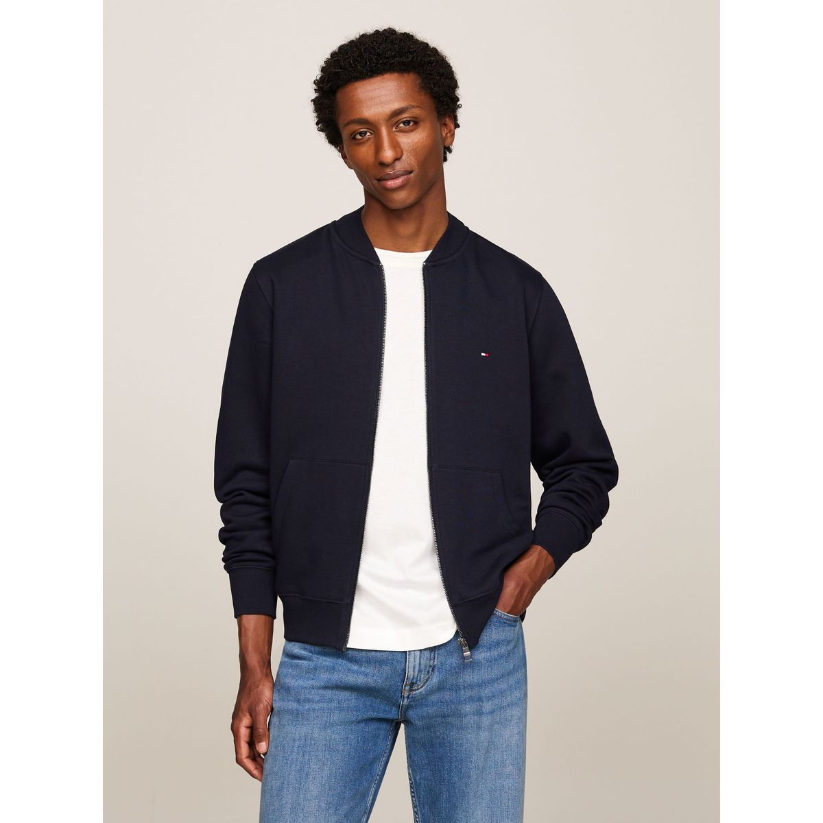 TOMMY HILFIGER - SWEATSHIRT FLAG LOGO BASEBALL ZIP THROUGH