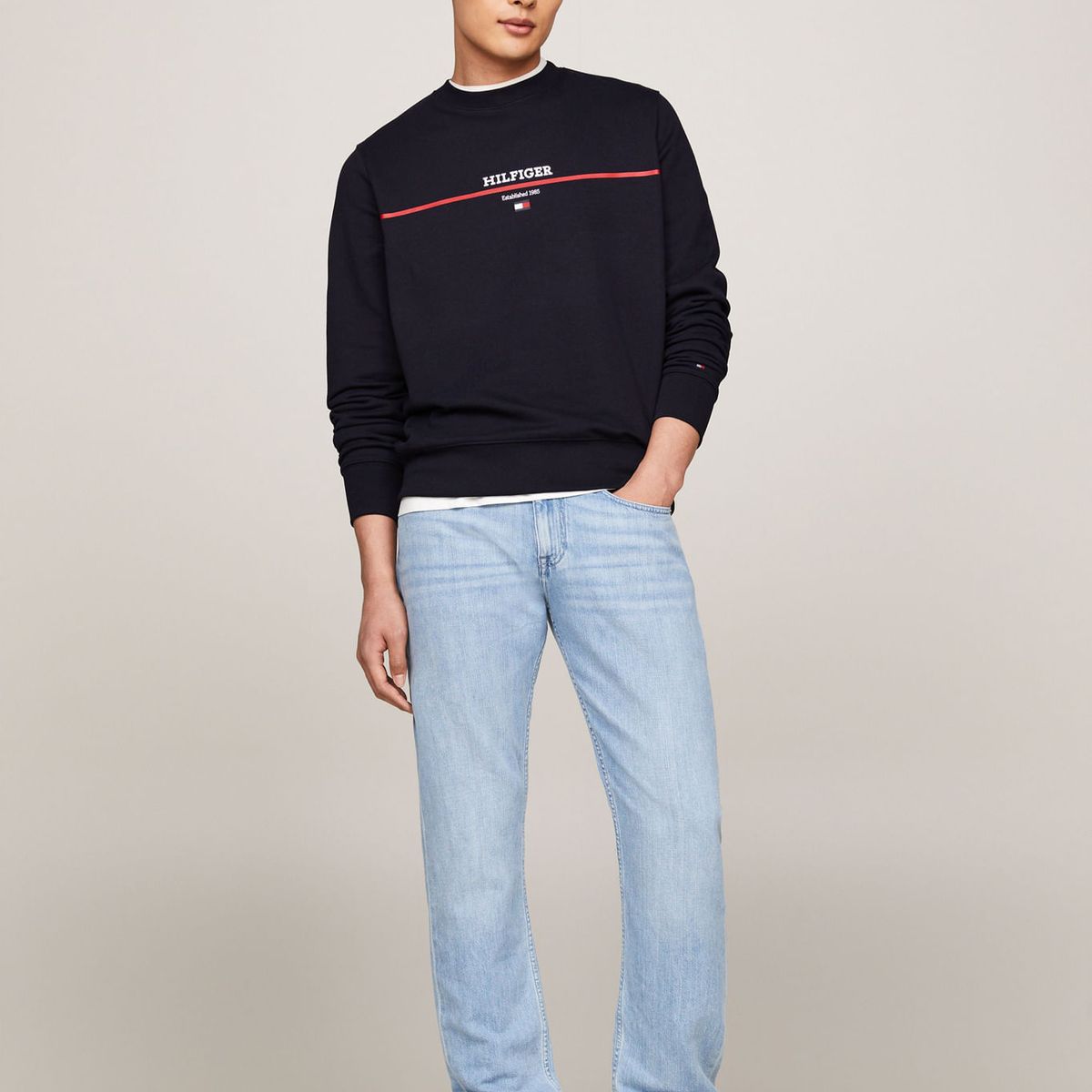TOMMY HILFIGER - SWEATSHIRT HILFIGER STRIPE TERRY SWEATSHI