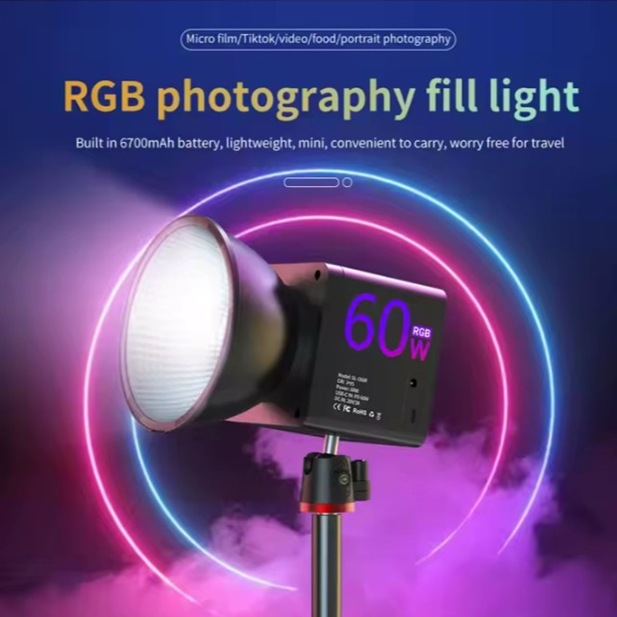 GENERICO - LUZ LED RGB COB 60 Watts