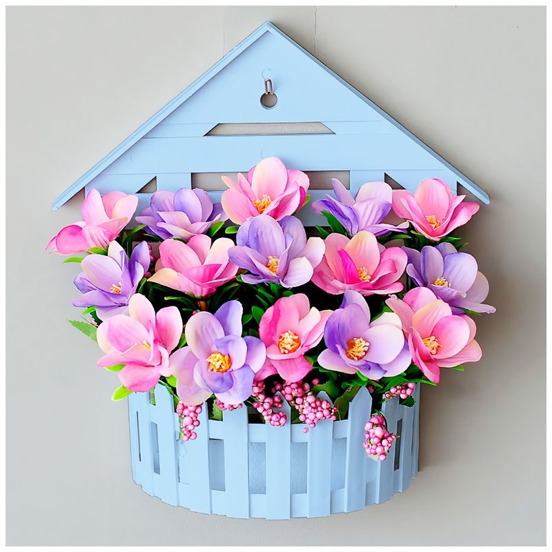 KELLER - Macetero Decorativo Maceta Colgante de Pared Casita L10 Celeste