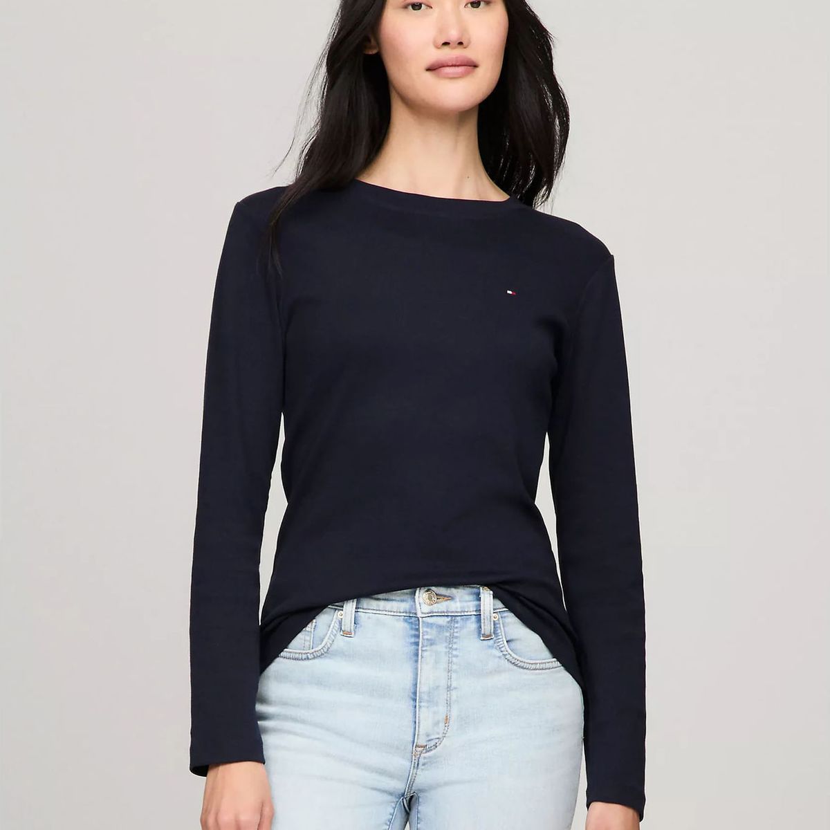 TOMMY HILFIGER - CAMISETA W SLIM NEW C- NK LS FAVE TEE