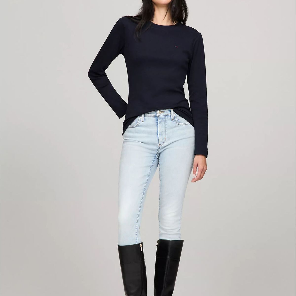 TOMMY HILFIGER - CAMISETA W SLIM NEW C- NK LS FAVE TEE