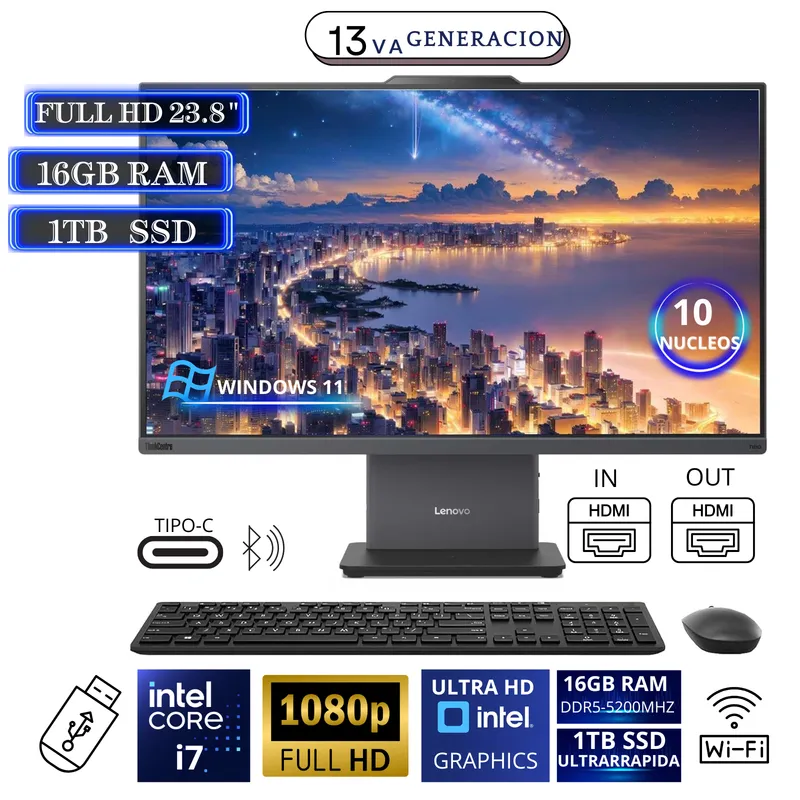 LENOVO - Lenovo All In One ThinkCentre Neo 50a 24 Gen 5  i7 16GB ram 1TB ssd FHD windows