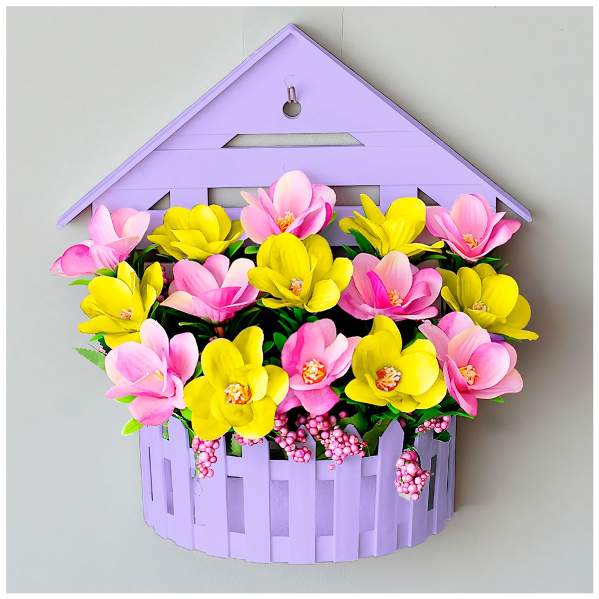 KELLER - Macetero Decorativo Maceta Colgante de Pared Casita L10 Morado