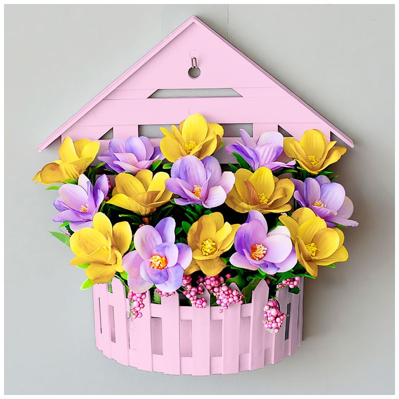 KELLER - Macetero Decorativo Maceta Colgante de Pared Casita L10 Rosado