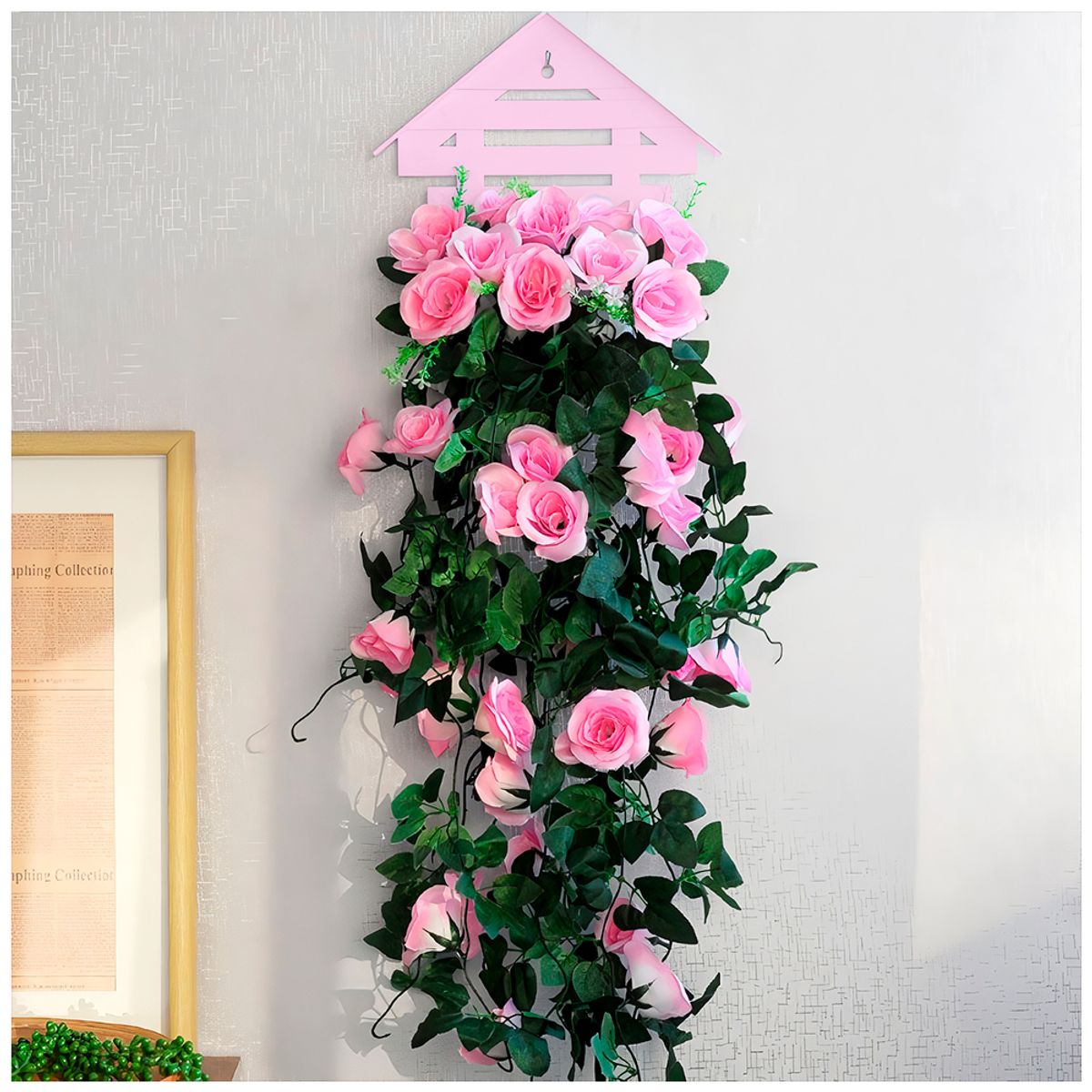 KELLER - Macetero Decorativo Maceta Colgante de Pared Casita L10 Rosado