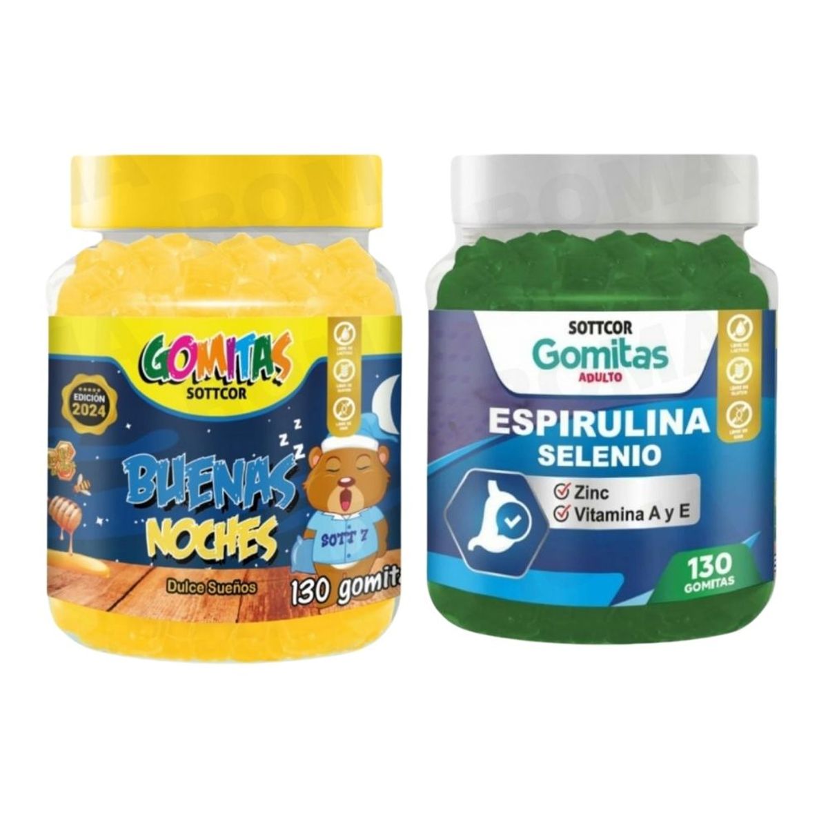 GENERICO - PACK 2 GOMITAS BUENAS NOCHES NIÑOS + ESPIRULINA ADULTOS 260 UND