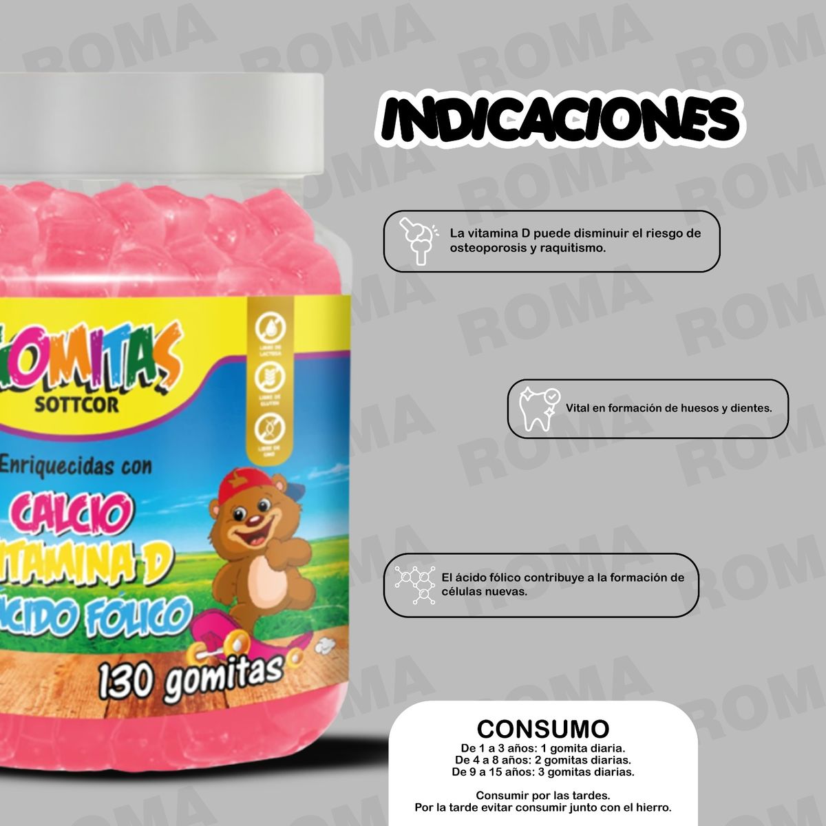 GENERICO - PACK 2 GOMITAS CALCIO NIÑOS + CITRATO DE MAGNESIO NIÑOS 260 UND