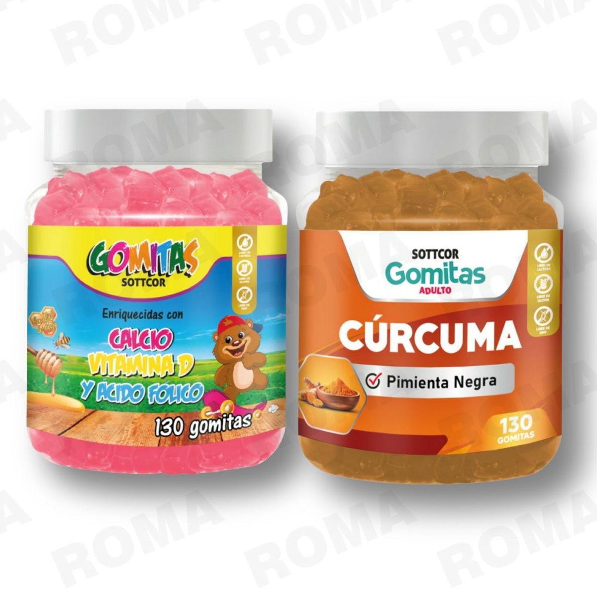 GENERICO - PACK 2 GOMITAS CALCIO NIÑOS 130UND + GOMITAS CÚRCUMA 130UND