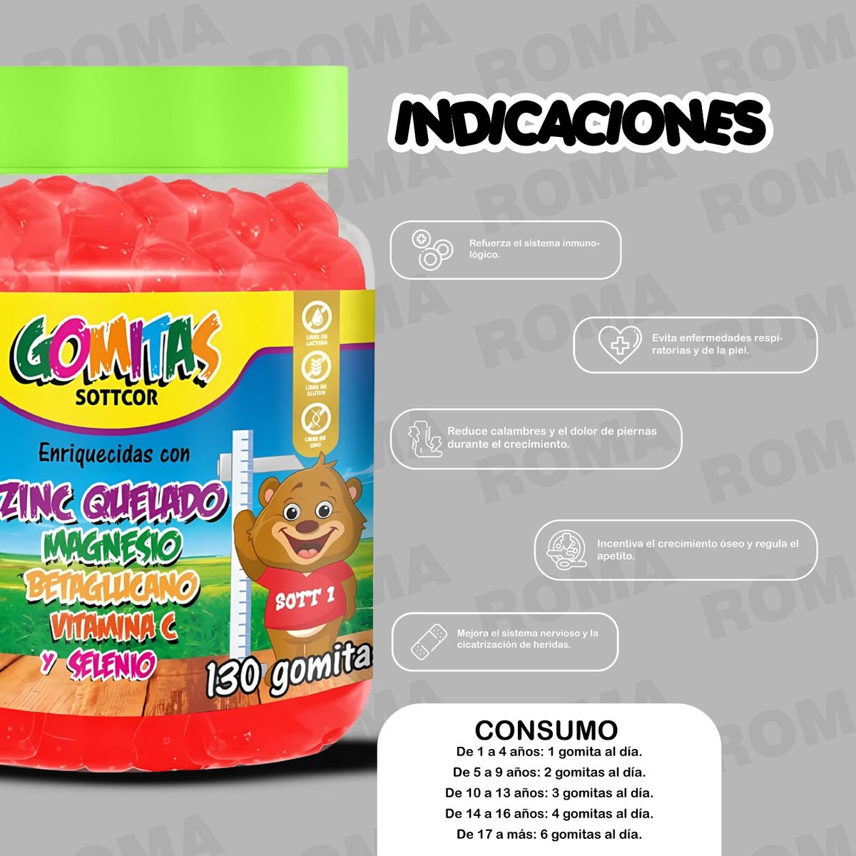 GENERICO - PACK 2 GOMITAS CITRATO DE MAGNESIO NIÑOS + ZINC QUELADO NIÑOS 260 UND