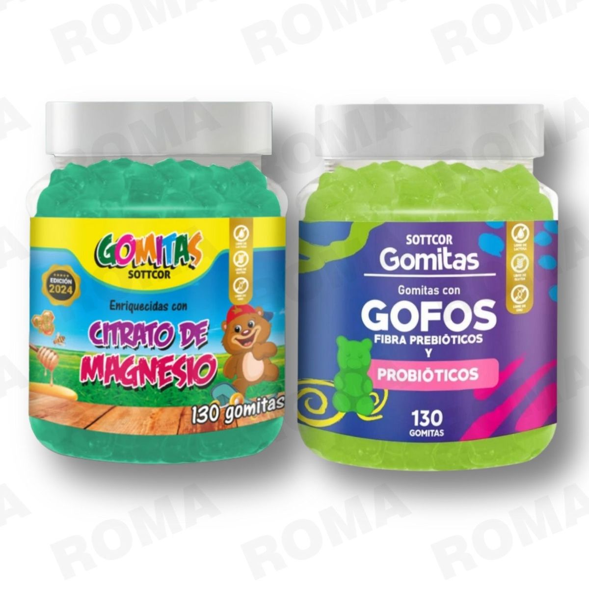 GENERICO - PACK 2 GOMITAS CITRATO DE MAGNESIO NIÑOS + GOFOS PARA NIÑOS 260 UND