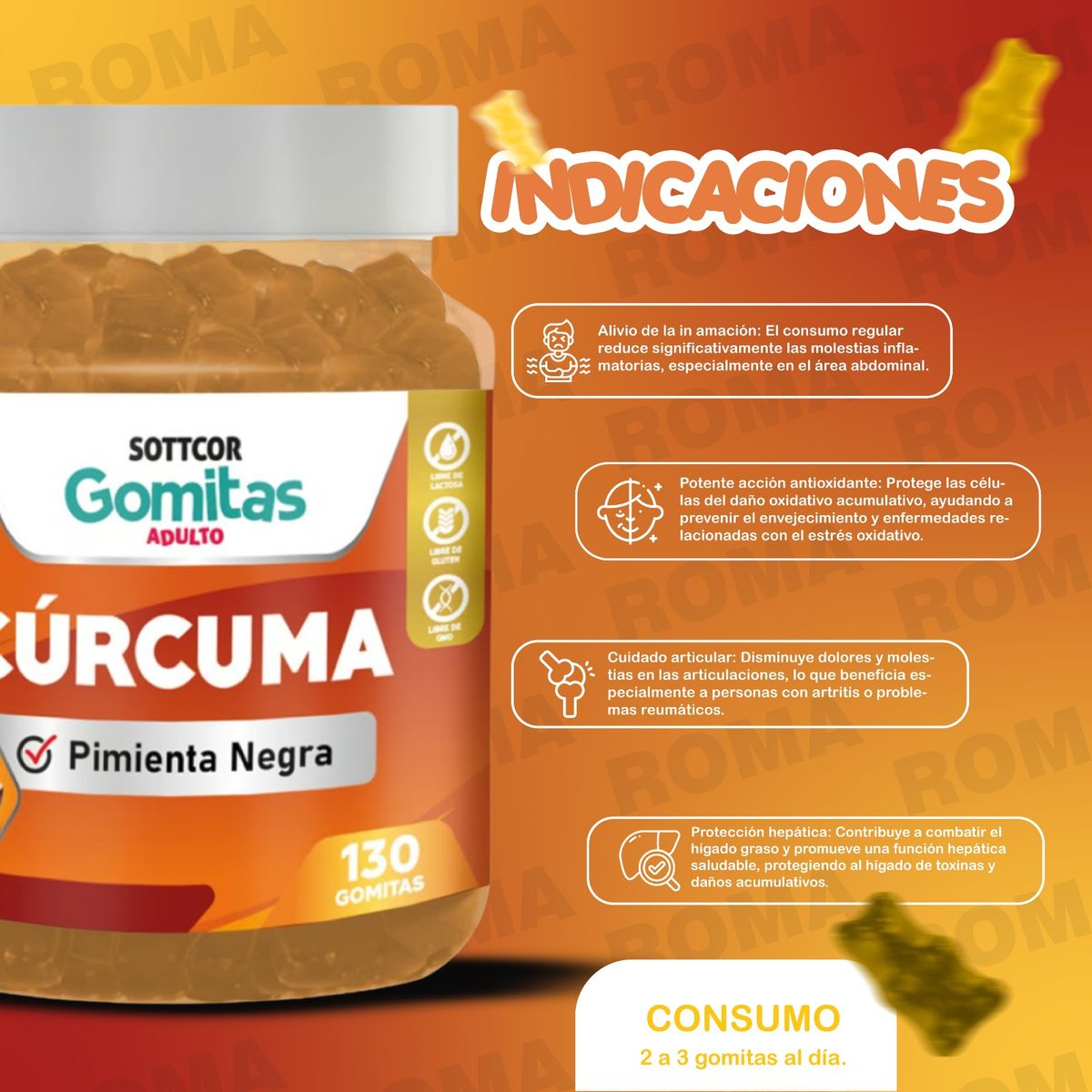 GENERICO - PACK 2 GOMITAS CITRATO DE MAGNESIO NIÑOS + GOMITAS CÚRCUMA 260UND