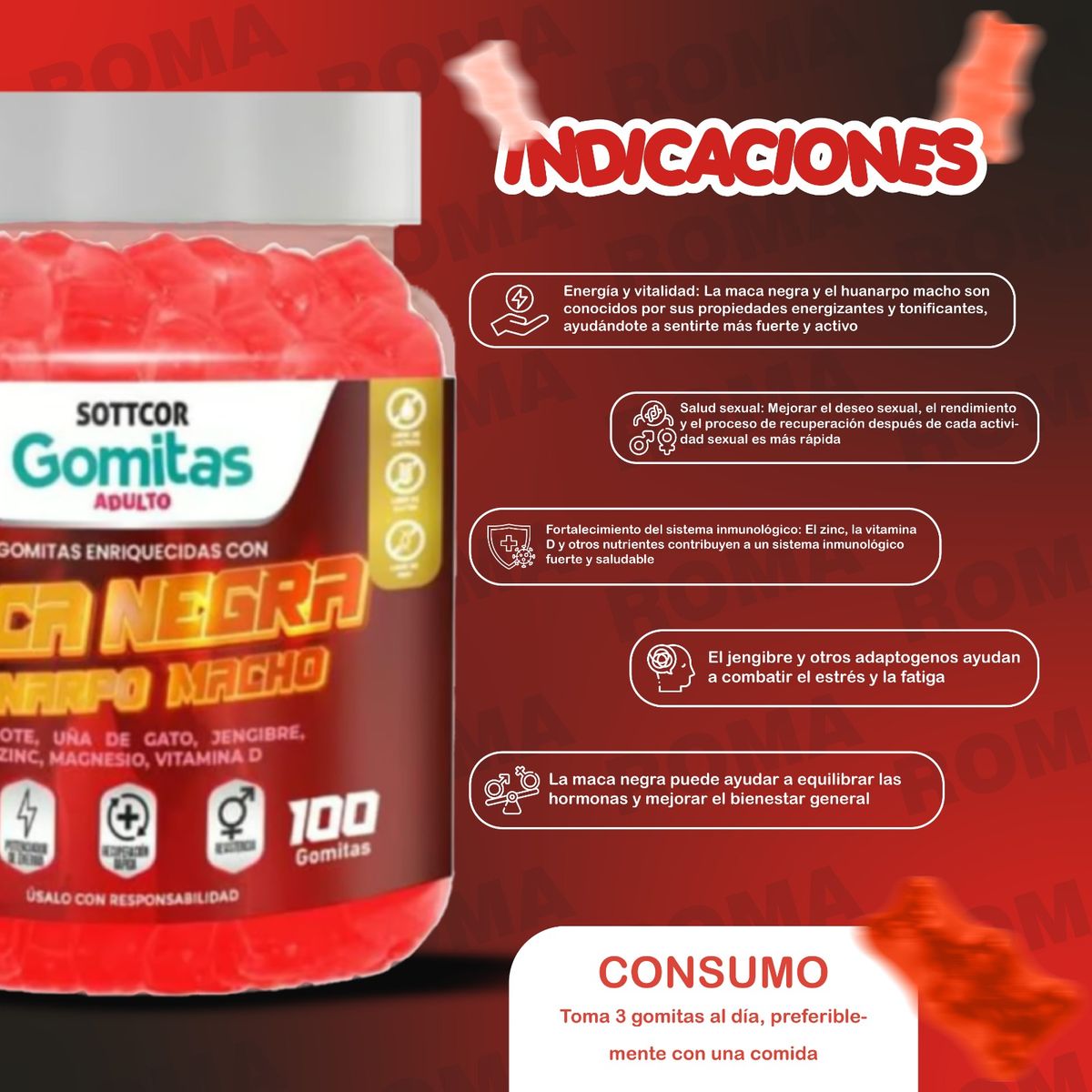 GENERICO - PACK 2 CITRATO DE MAGNESIO NIÑOS 130UND + GOMITAS MACA NEGRA 100UND