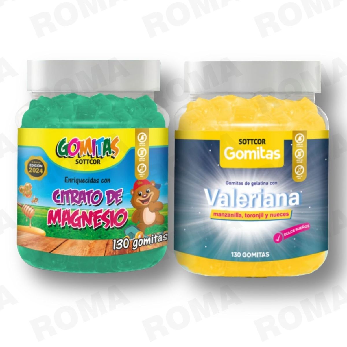 GENERICO - PACK 2 CITRATO DE MAGNESIO NIÑOS + GOMITAS VALERIANA ADULTOS 260UND
